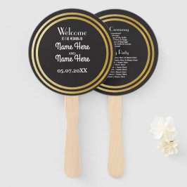 Leque Gatsby Black Art Deco Weding Program Fan