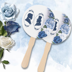 Leque Gay Grooms Regency Rosas azuis