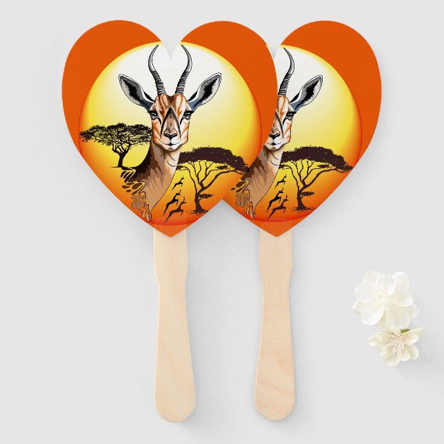 Leque Gazelle African Antelope Wild Animal (Frente e Verso)