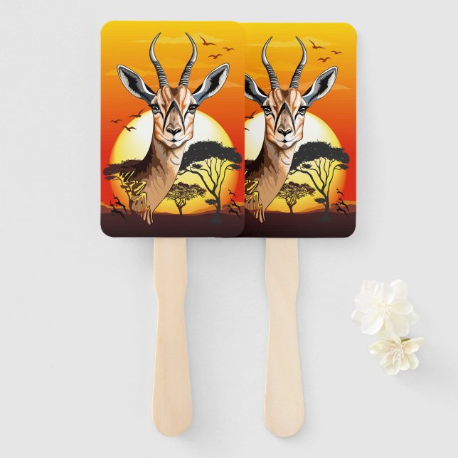 Leque Gazelle African Antelope Wild Animal (Frente e Verso)