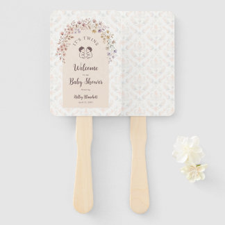 Leque Gêmeos Caprichosos Chamada para Chá de Bebê Floral