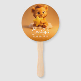 Leque Gender Reveal Hand Fan, Little Lion. Neutral Team