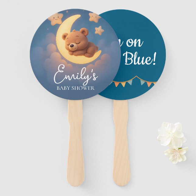 Leque Gender Reveal Hand Fan, Teddy Bear. It’s a Boy (Frente e Verso)