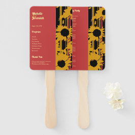 Leque Girassol Verão Dourado Vermelho Casamento