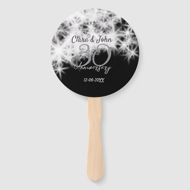 Leque Glitor de aniversário de casamento da 30 cinza de  (Frente)