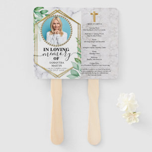 Leque Glitter Greenery Celebração Funeral da Vida