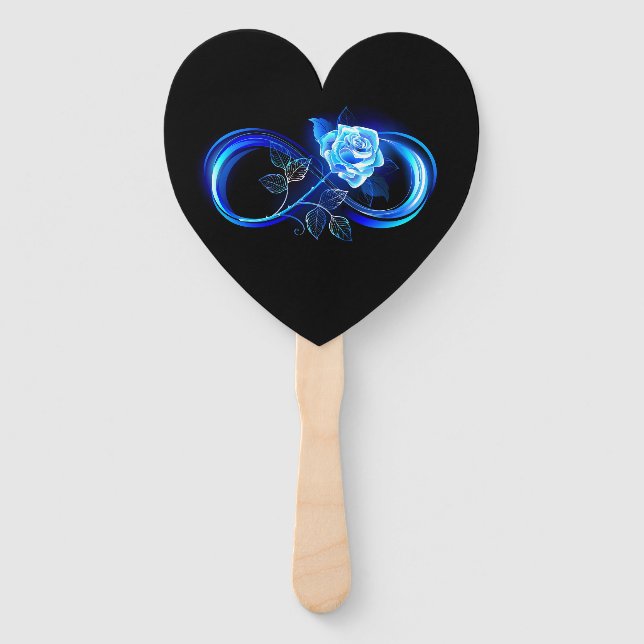 Leque Glowing infinity with blue rose (Frente)