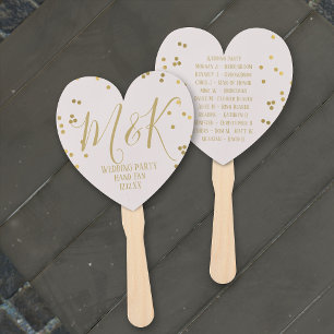 Leque Gold Confetti Bridal Blush Wedding Party Hand Fans