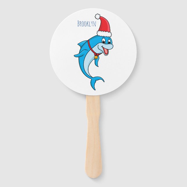 Leque Golfinho bonito com desenho animado de Papai Noel (Frente)