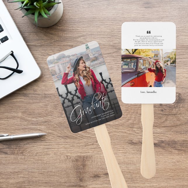 Leque Graduação 2025 Formando Foto Obrigado (Graduation 2025 Photo Grad Thank You Hand Fan)