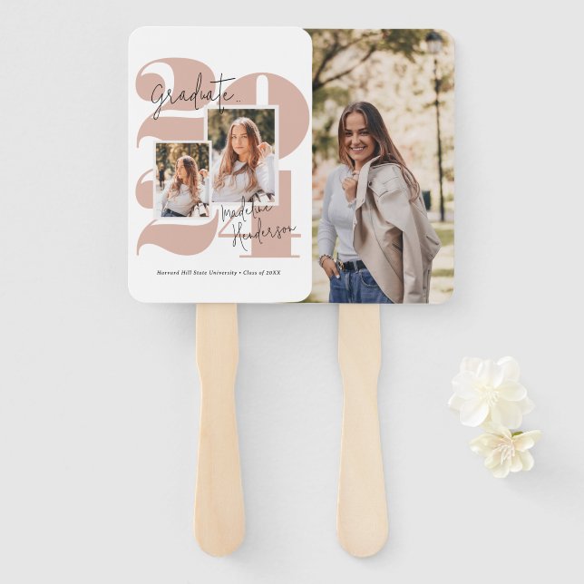 Leque Graduação de Colagem de Fotos de Ano 3 (Frente e Verso)