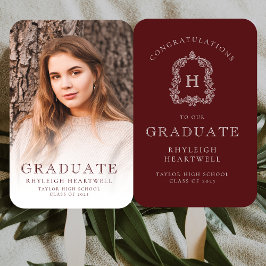 Leque Graduação de Foto Branca de Monograma Burgundy