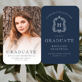 Leque Graduação de Foto Branco Azul do Marinho Monograma