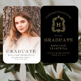 Leque Graduação de Foto Dourada a preto monograma