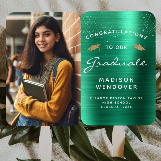 Leque Graduação De Metal Bruto Verde Com Foto Em 2025 (Criador carregado)