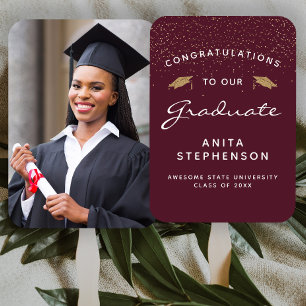 Leque Graduação Dourada Personalizada da Borgonha Bran