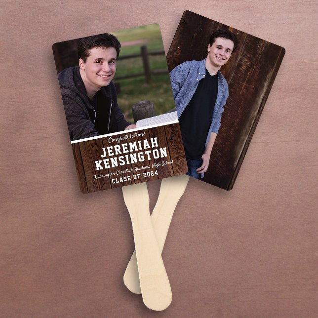 Leque Graduação Fan Rustic Wood Male Foto (Criador carregado)