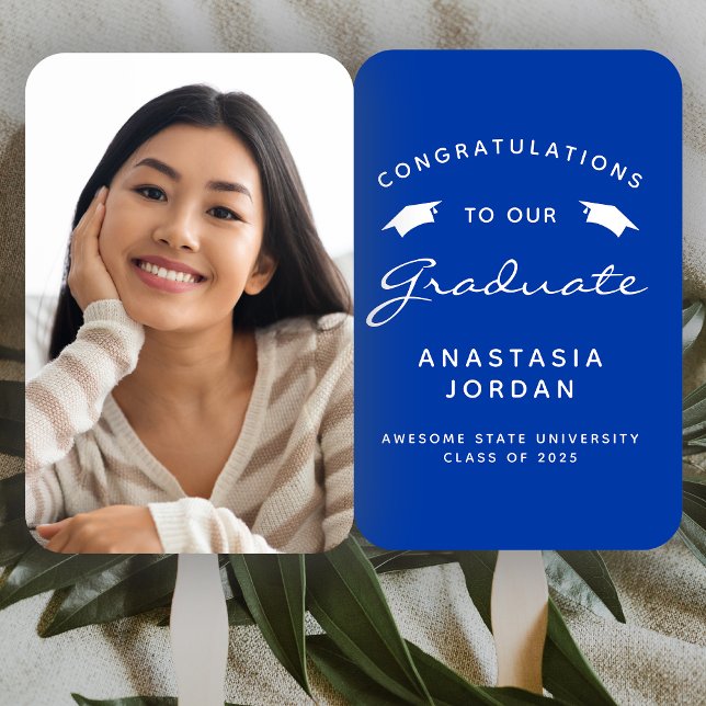 Leque Graduação Personalizada De Azul De Foto 2025 (Criador carregado)