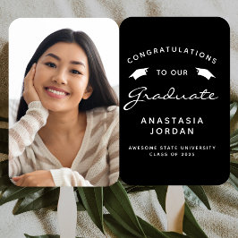 Leque Graduação Personalizada de Foto em Branco Preto em