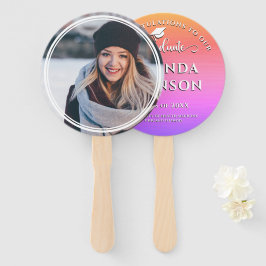 Leque Graduação Púrpura de Foto Cor-de-Rosa do Formando