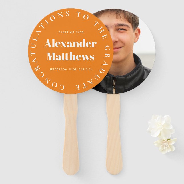 Leque Graduação Viva Laranja Foto Masculina Da Sua Class (Frente e Verso)