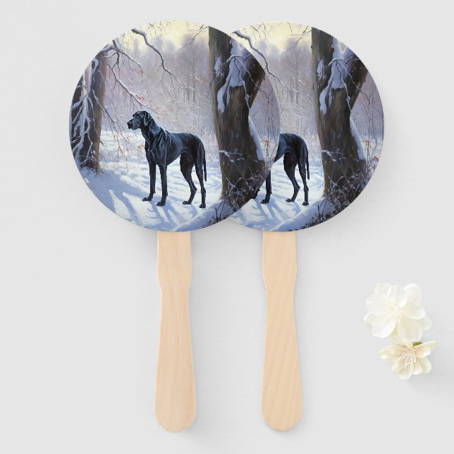 Leque Great Dane Deixe Nevar Natal (Frente e Verso)