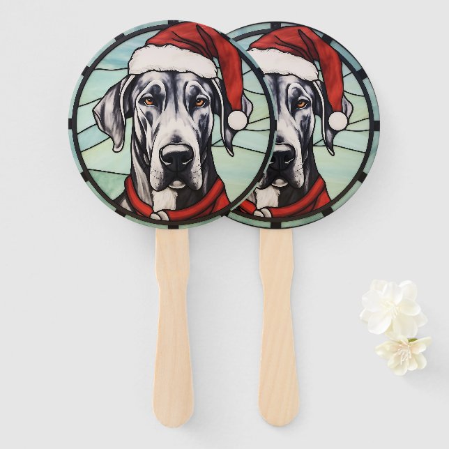 Leque Great Dane StainGlass Natal (Frente e Verso)