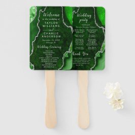 Leque Green and Silver Agate Wedding Program