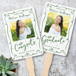 Leque Green Hand Drawn Doodle Graduation 2 Photo White