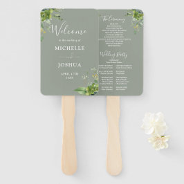 Leque Greenery Floral Elegant Sage Green Wedding Program