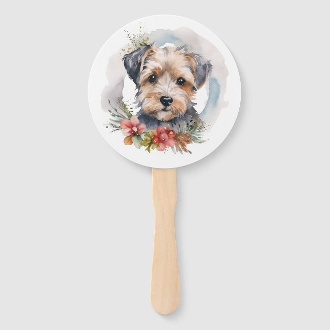 Leque Grinalda de Natal Yorkipoo Cachorro Festivo (Frente)
