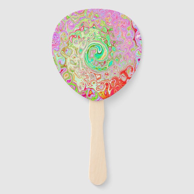Leque Groovy Abstrato Retro Pastel Redemoinho Líquido Ve (Frente)