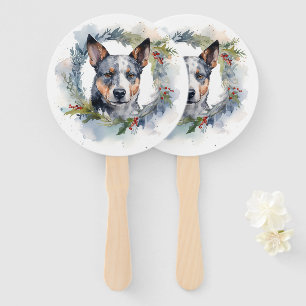 Leque Guirlanda de Natal do Blue Heeler Cachorro Festivo
