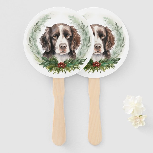 Leque Guirlanda de Natal do Springer spaniel Pupila Fest (Frente e Verso)
