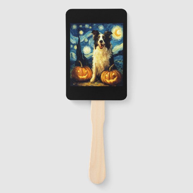 Leque Halloween Border Collie Fall Pumpkin (Frente)