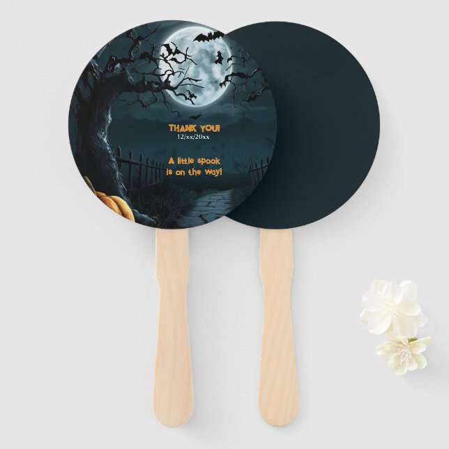 Leque Halloween Um Pequeno Chá de fraldas De Pumpkin Spo (Frente e Verso)