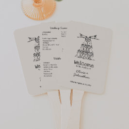 Leque Hand Drawn Doodles Wedding Program