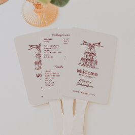 Leque Hand Drawn Doodles Wedding Program