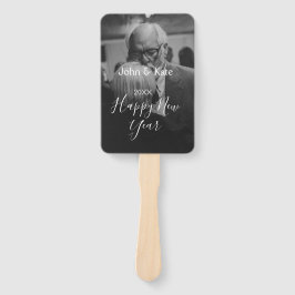 Leque Happy new year couple photo name year black white 