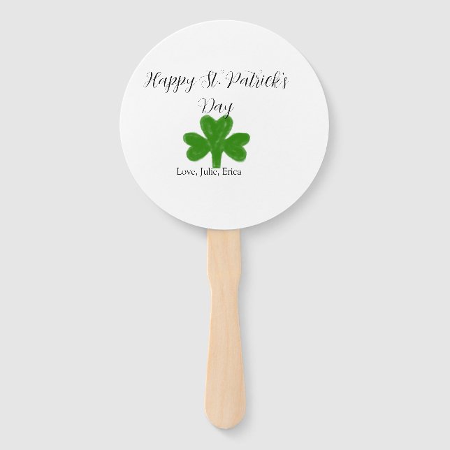 Leque Happy St. Patrick's day green shamrock name  (Frente)