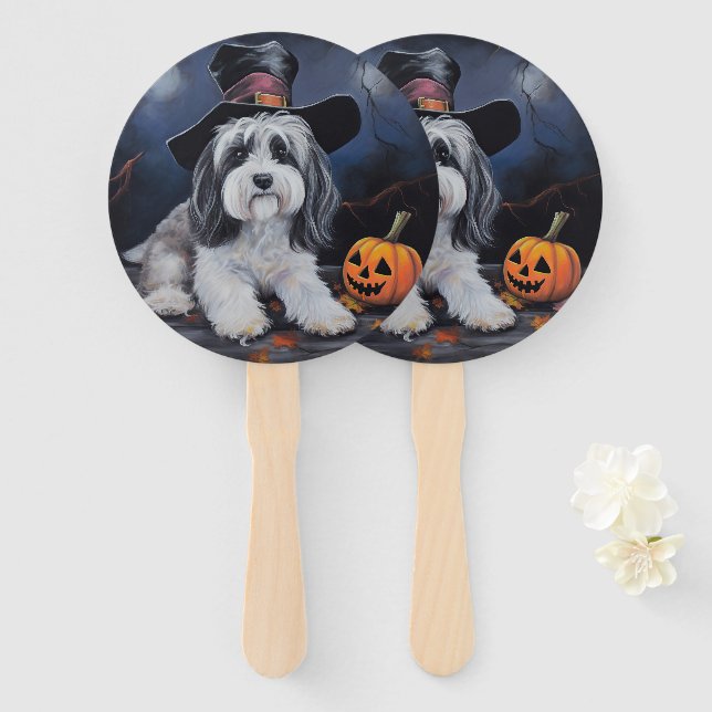 Leque Havanese Pumpkins Halloween Scary (Frente e Verso)