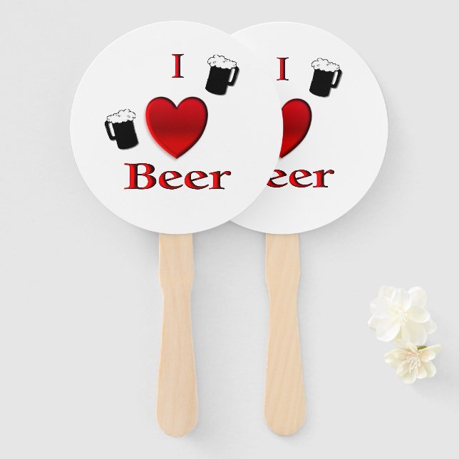 Leque I Heart Beer Design (Frente e Verso)