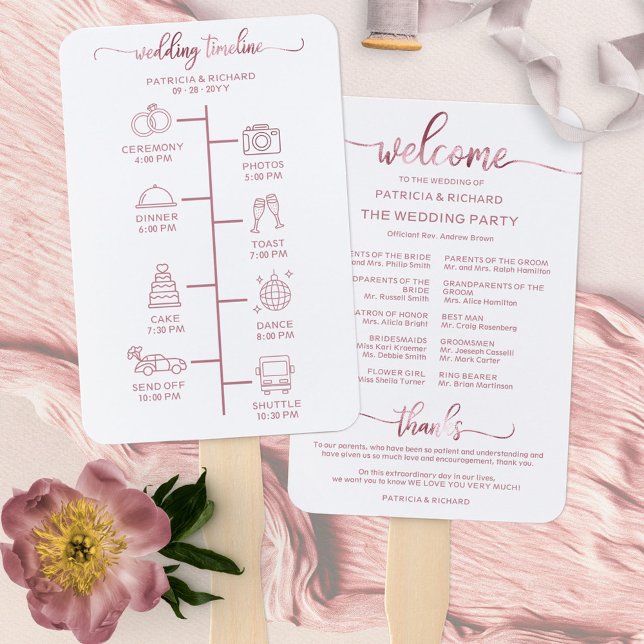 Leque Ícone de Itinerário de Casamento Chic Script Progr (Criador carregado)