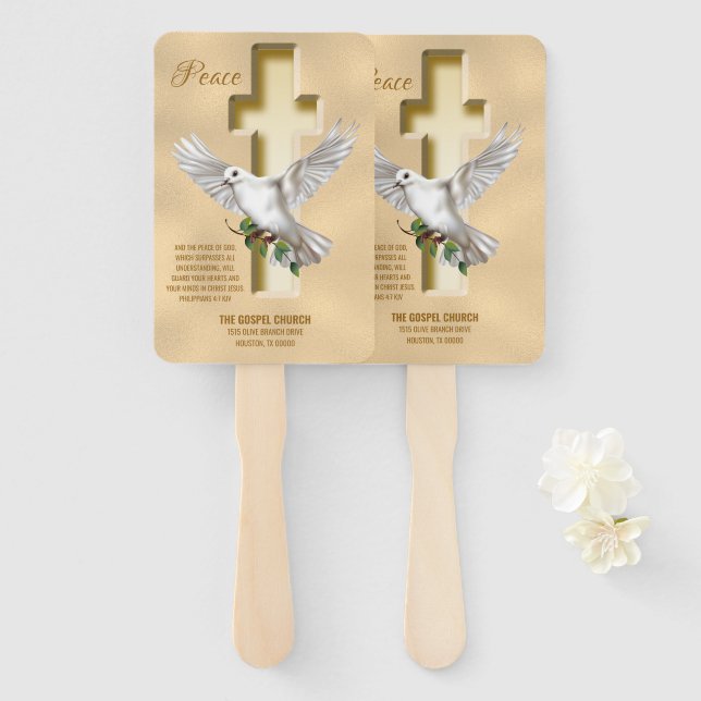 Leque Igreja Versa da Escritura Personalizada de Dove (Frente e Verso)