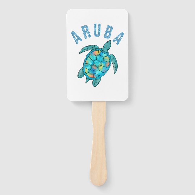 Leque Ilustração das Tartarugas do Mar de Aruba Beach (Frente)