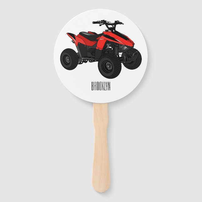 Leque Ilustração de desenho animado de bicicleta atv (Frente)