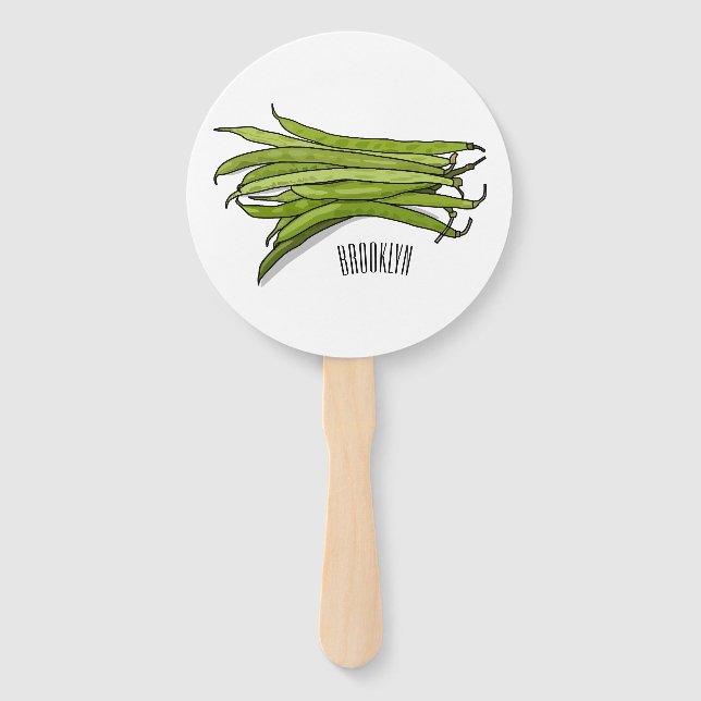 Leque Ilustração de desenho animado de feijão verde (Frente)