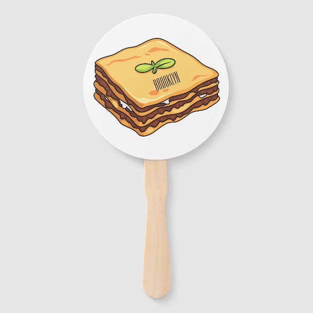 Leque Ilustração de desenho animado de Lasagna (Frente)