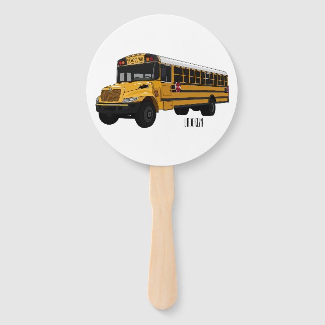 Leque Ilustração de desenho animado de ônibus escolar (Frente)
