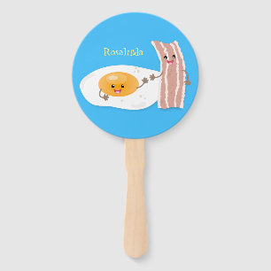 Leque Ilustração de desenho animado de ovo e bacon em ka